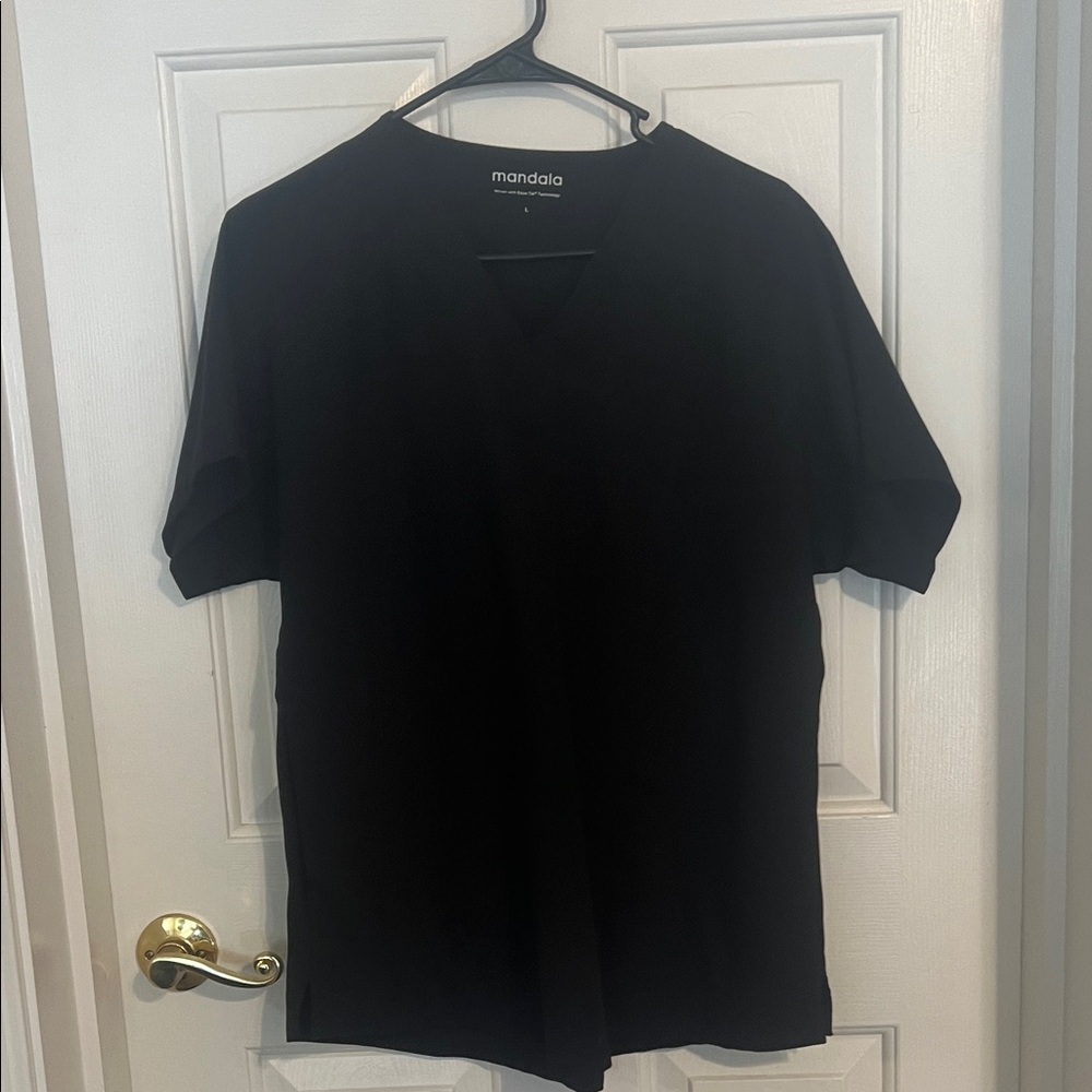 Mandala Women’s Black Scrub Tops with side pockets